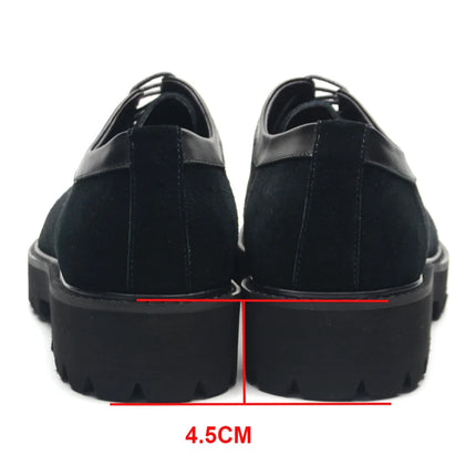 Designer Luxury Platform Oxfords for Men | Cow Suede Genuine Leather Black & Blue Casual Shoe (Height Increasing)