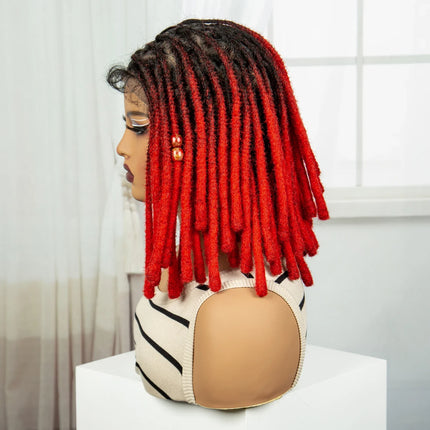 Orange Knotless Faux Locs Braided Wig | Full Lace | Baby Hair