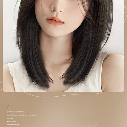 Women's Long Hair Lace Eight-Word Bangs Collarbone Length Wig | Artificial Full Real Human Hair Seamless Full-Head Wig