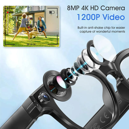 GUHUAVMI New 800W Camera AI Smart Glasses Color-Changing Translation Glasses Photo Video Recording Waterproof