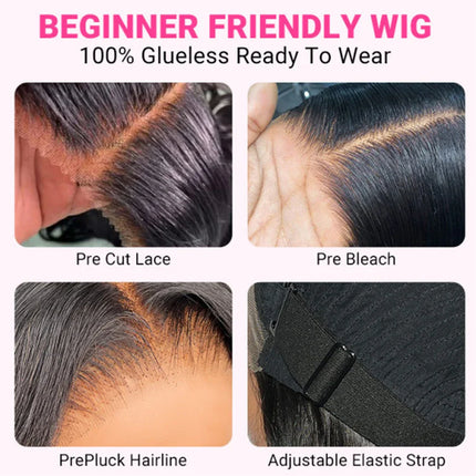 Glueless 13x4 Straight Lace Front Bob Wig Pre-Plucked 4x4 Closure Brazilian Remy Human Hair Bone Straight Short Bob