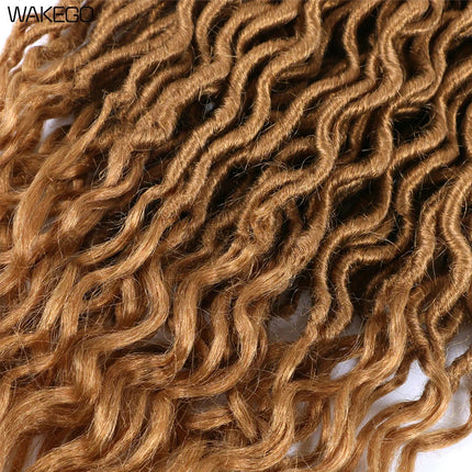 Goddess Faux Locs Crochet Hair | 18" Soft Curly Braids | Ombre Dreadlocks Extensions | 24 Strands/Pack