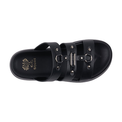 Women's Stevie Black Strappy Slide Platform Sandals