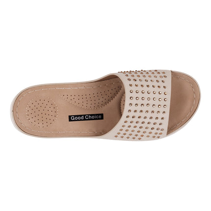 Women's Julie Gold Embellished Flat Comfort Sandals