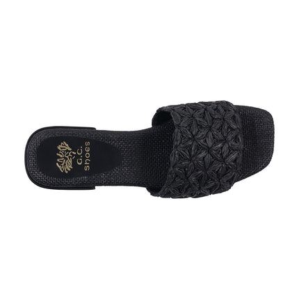 Women's Kendra Black Woven Flat Sandals
