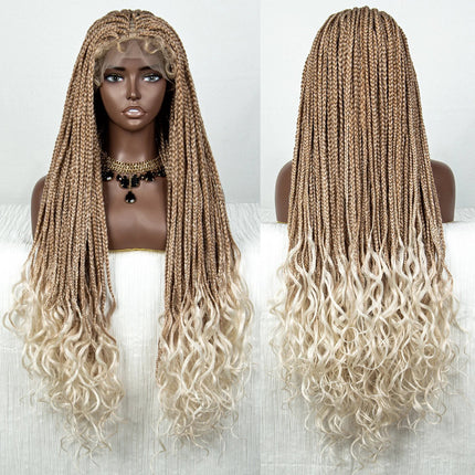 36" Water Wave Braided Wig | Lace Front | Baby Hair | Long Braids