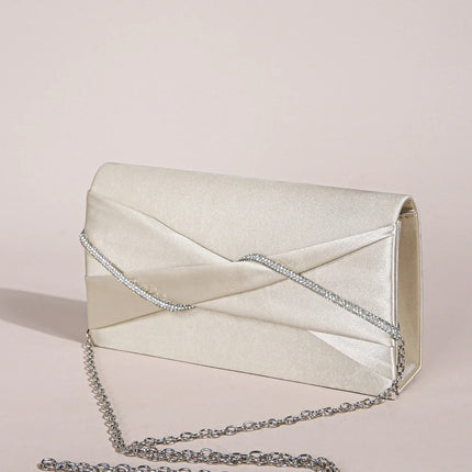Hand Clutch Bag & Evening Clutch Bag for Women | Sparkling Crystal Rope Ruched Handbags & Glitter Envelope Purse for Party Girls