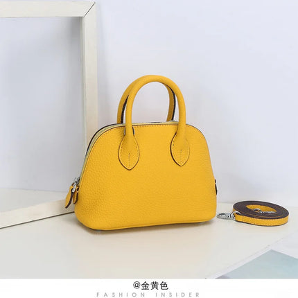 Shell Bag Women's Messenger Bag | Cow Leather Simple Shoulder Bag & Fashion Ladies Classic Handbag (Small Mobile Phone Crossbody Bag)