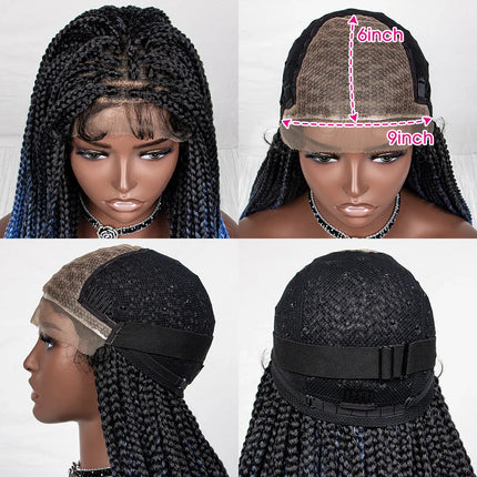 36" Water Wave Braided Wig | Lace Front | Baby Hair | Long Braids