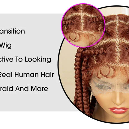 36" Big Knotless Box Braided Full Lace Wig | Cornrow Braiding Wig | Baby Hair | Synthetic Braids | For Women