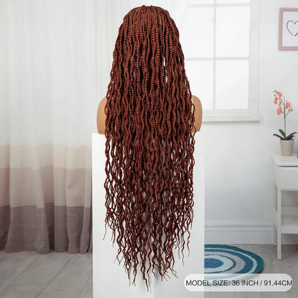 36" Long 613 Blonde Knotless Box Braids Wig | Full Lace Frontal Twist