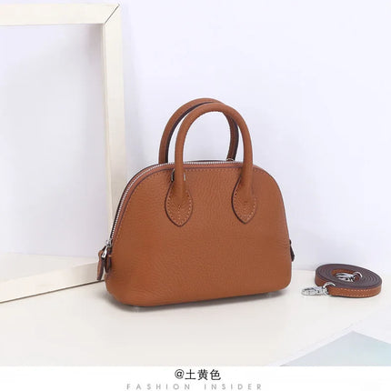 Shell Bag Women's Messenger Bag | Cow Leather Simple Shoulder Bag & Fashion Ladies Classic Handbag (Small Mobile Phone Crossbody Bag)