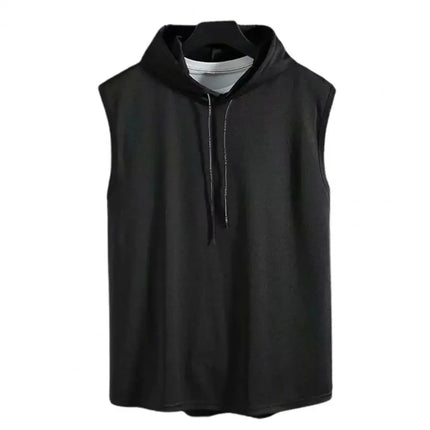 Silk Summer Muscle Hoodie Vest Sleeveless Bodybuilding Gym Workout Fitness Shirt