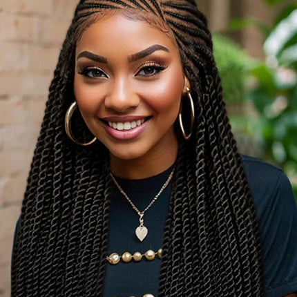 32" Cornrow Braided Wig | Full Lace Box Braids | Transparent Lace Front Wig for Black Women