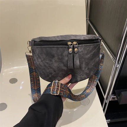 Stylish Hobo Solid Color Satchel | Luxury Designer Chest Bag & Women's PU Leather Waist Bags (Wide Strap Fashion Fanny Shoulder Pack)