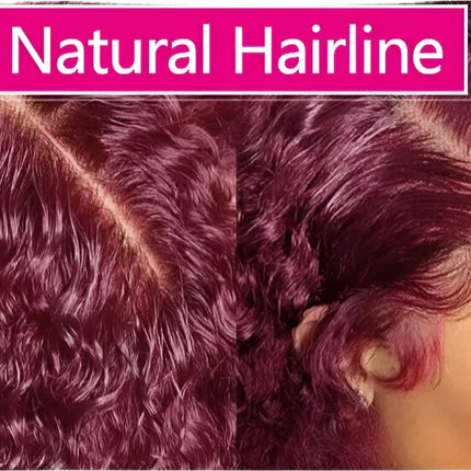 30" Curly Burgundy & Chocolate Brown 13x6 HD Lace Frontal Wig | 99J Colored Human Hair Wig for Women | Deep Wave