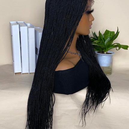 30 Inch Box Braids Wig | Kanekalon Fiber | Heat Resistant | Lace Front | For Black Women