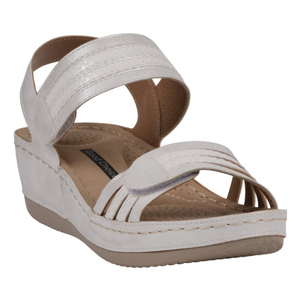 Samar White Wedge Sandals
