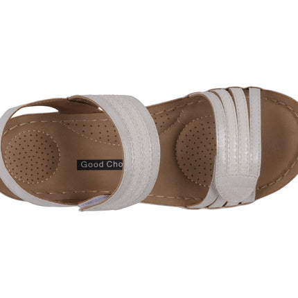 Samar White Wedge Sandals