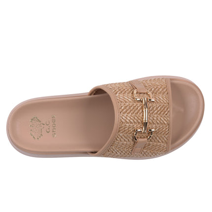Women's Sari Natural Woven Slide Platform Sandals