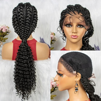 Braided Ponytail Wig | Kinky Curly Lace Front with Baby Hair