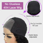 4X4 Glueless Bob Wig / 8 Inches