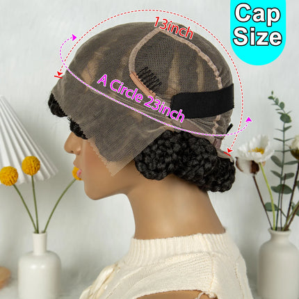 Short Bantu Knot Braided Wig | Full Lace | Synthetic Hair | Baby Hairs | Transparent Lace | Cute Braids Wig for Women