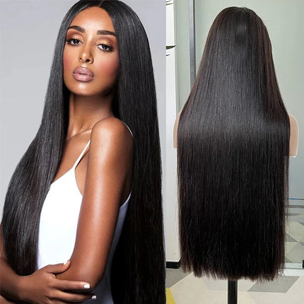 250% Density HD Lace Frontal Wig | Super Double Drawn Straight Virgin Human Hair | Natural Black