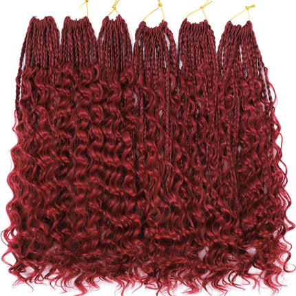 Ombre Goddess Box Braids Crochet Hair with Curly Ends | 14 Inch | 1-6 Packs