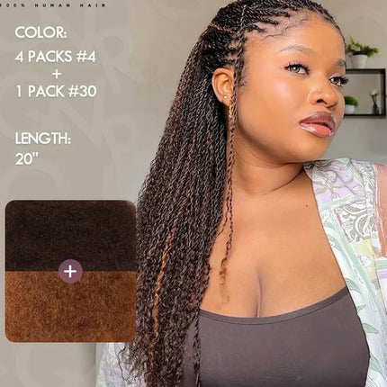 QVR Afro Kinky Curly Bulk Human Hair | No Attachment | Remy Hair | Natural Color | Dreadlock & Braiding Hair