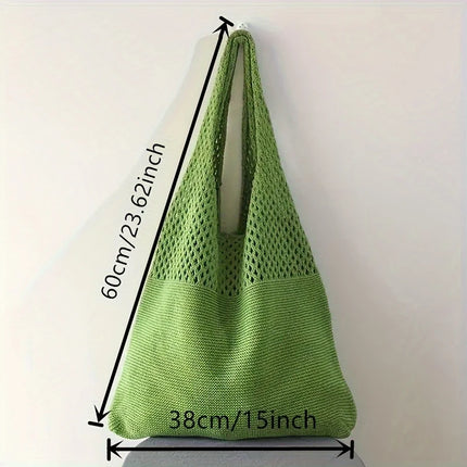 Large Capacity Retro Hollow Crochet Bag | Spacious Interior for Daily Essentials & Ideal for Grocery Shopping or Travel