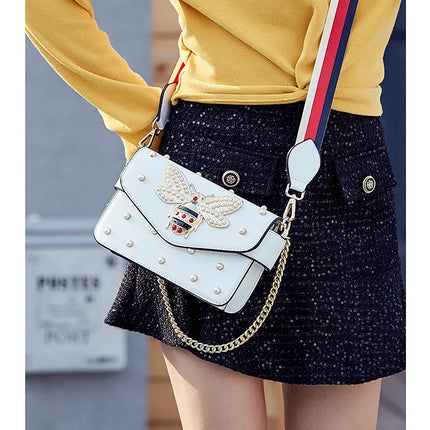 New Fashion Women's Bag Trend | Brand Pearl Bee Shoulder Bag & High Quality Temperament Ladies Crossbody Bag (Designer Luxury Handbag)