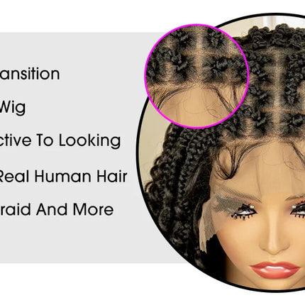 14" Burgundy Box Braids Wig | Full Lace | Kanekalon Fiber | Boho Braids | For Women