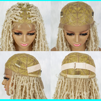 14" Blonde Dreadlock Braided Wig | Full Lace Afro Curly