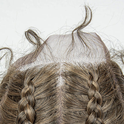 22" Box Braids Full Lace Wig | Two Curly Ponytails | Baby Hair | Synthetic Braided Wig
