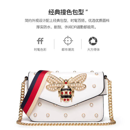 New Fashion Women's Bag Trend | Brand Pearl Bee Shoulder Bag & High Quality Temperament Ladies Crossbody Bag (Designer Luxury Handbag)