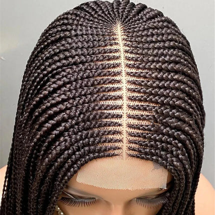 Ready-to-Ship 28" Center Part Box Braids Wig | 13x4 Lace Front | Middle Part | Kanekalon