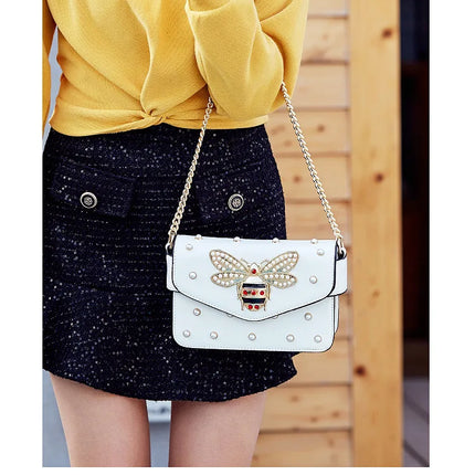 New Fashion Women's Bag Trend | Brand Pearl Bee Shoulder Bag & High Quality Temperament Ladies Crossbody Bag (Designer Luxury Handbag)