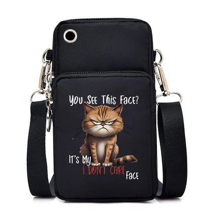 Women's Handbags Black Explosive Coffee Cat Messenger Bags | Female Cartoon Shoulder Bag Purse (Fashion Mobile Phone Crossbody Bags)