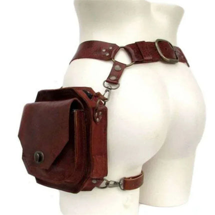Punk Retro PU Square Waist Bag | Casual Small Square Hip Packs for Women (Multi-function Outdoor Leg Phone Pouch & Crossbody)