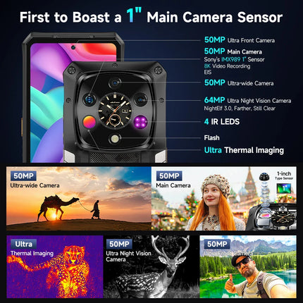 Ulefone Armor 28 Ultra 5G AI Thermal Imaging Rugged Phone Dimensity 9300+ 1TB ROM 32GB RAM Android Smartphone