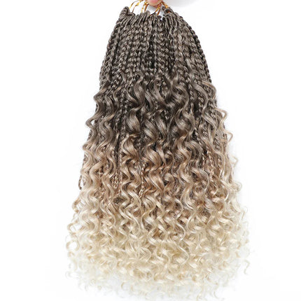 Ombre Goddess Box Braids Crochet Hair with Curly Ends | 14 Inch | 1-6 Packs
