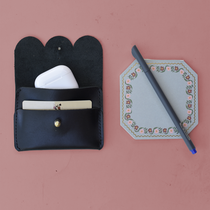 Scalloped Leather Card Carrier