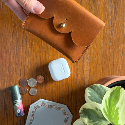 Scalloped Leather Card Carrier