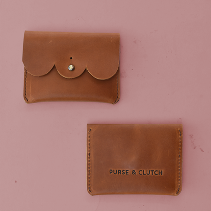 Scalloped Leather Card Carrier