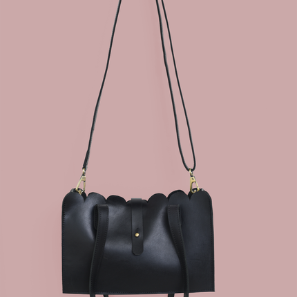 Scalloped Convertible Midsized Handbag