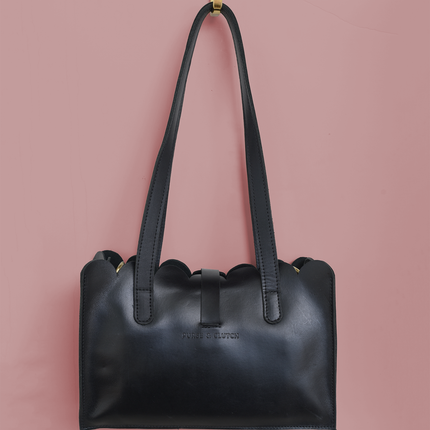 Scalloped Convertible Midsized Handbag