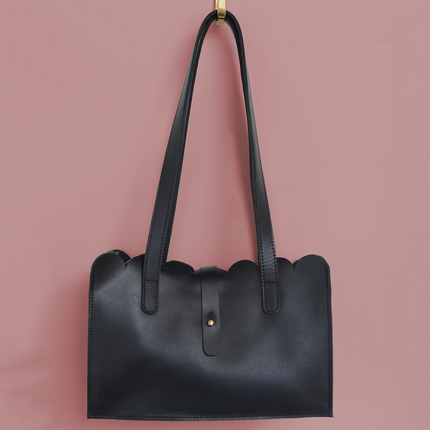 Scalloped Convertible Midsized Handbag