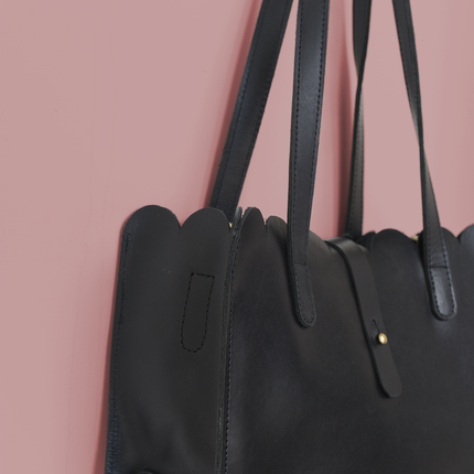 Scalloped Convertible Midsized Handbag