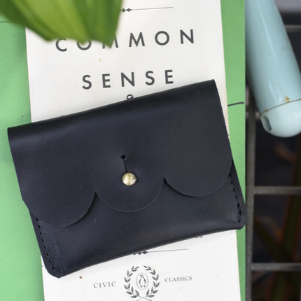 Scalloped Leather Card Carrier